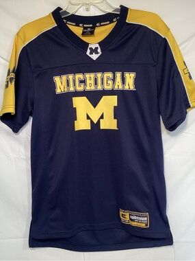 Colosseum Michigan Wolverines  Navy Football Jersey Go Blue Youth Size Large